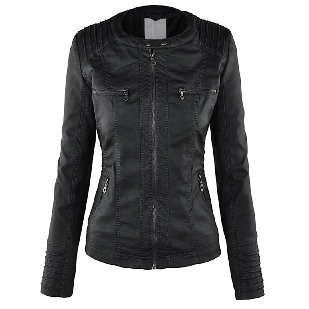 Women's Hooded Leather Jacket - Emma
