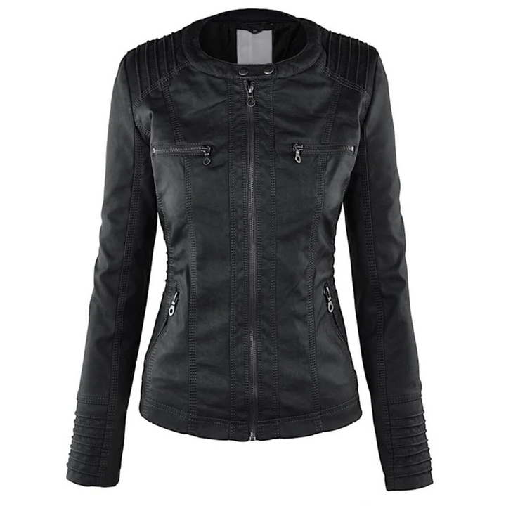 Women's Hooded Leather Jacket - Emma