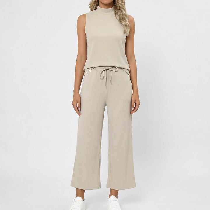 Louniva - Matching Sleeveless Top And Wide-Leg Pants Set