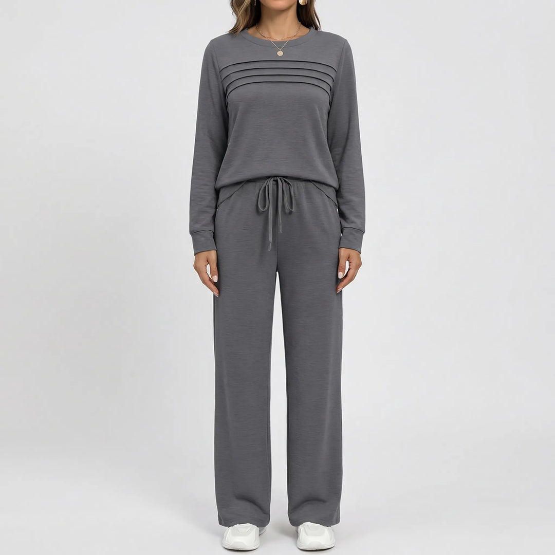 Lounvera - Mock Neck Long-Sleeve Lounge Set