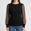 Sheer Sleeve Sparkle Blouse