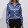 Satin-Finish Button-Front Blouse