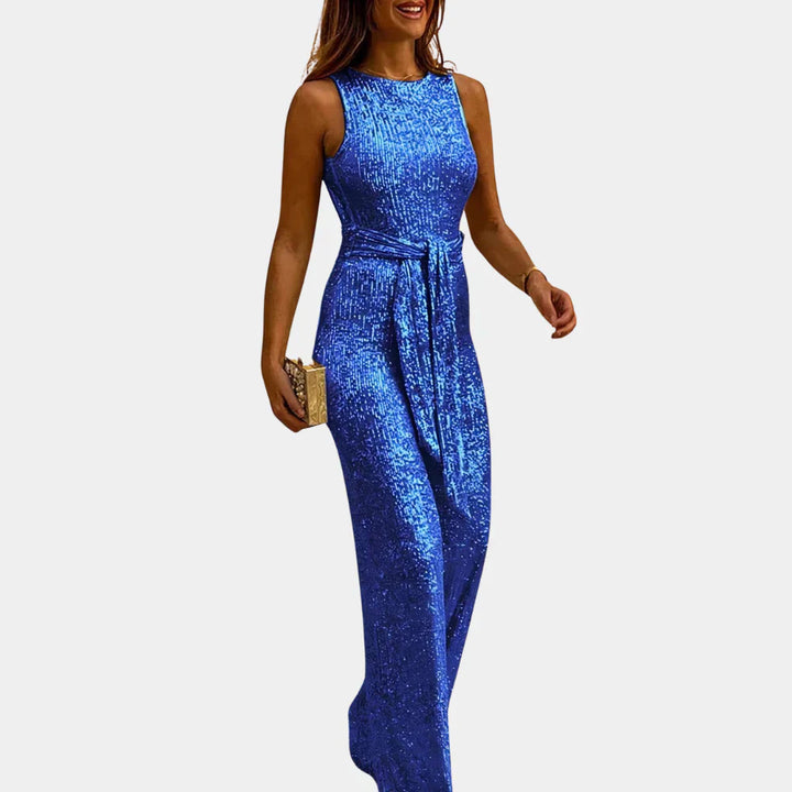 Sequin Waist-Tie Jumpsuit for Women