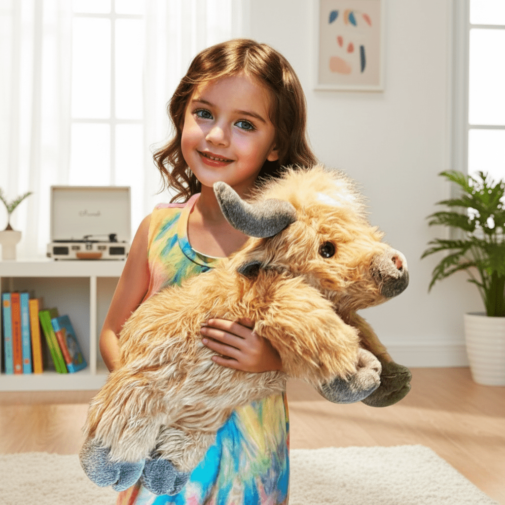 HEATHERMO – Charming Highland Cattle Plush Toy with Soft, Rustic Charm
