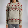 Geometric Print Long-Sleeve Knit Sweater for Women