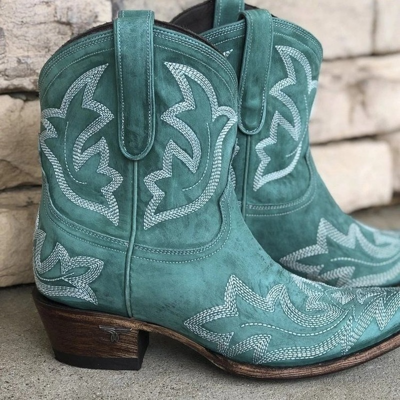 Embroidered Leather Cowboy Ankle Boots – Dakota Autumn Edition