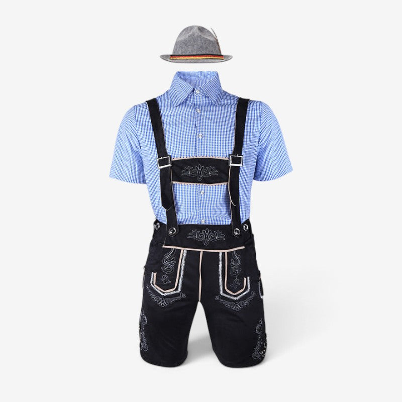 Bavarian men's costume set with lederhosen and shirt