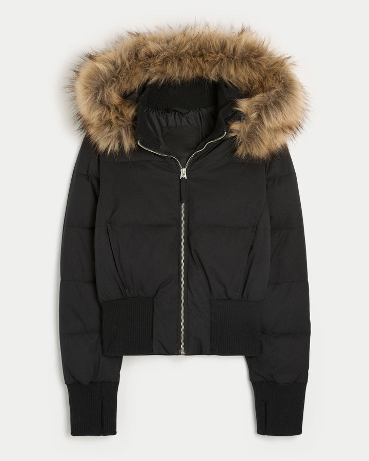 Women's Quilted Short Coat – Detachable Hood, Warm and Suitable for Winter