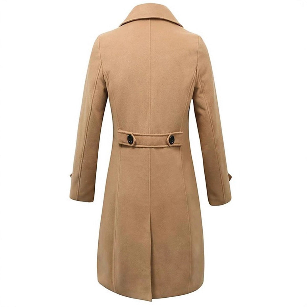 Men's Double-Breasted Trench Coat with Notch Lapels - Knee-Length