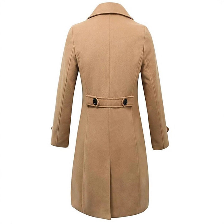 Men's Double-Breasted Trench Coat with Notch Lapels - Knee-Length