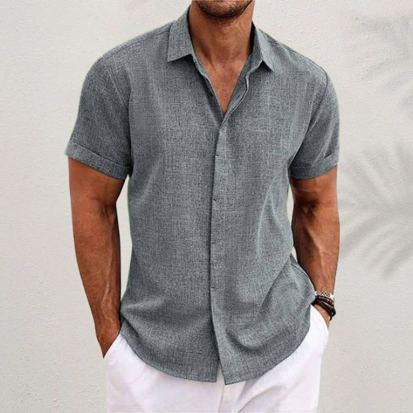 Men's Cotton-Linen Short-Sleeved Shirt – Oscar