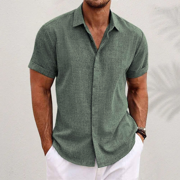 Men's Cotton-Linen Short-Sleeved Shirt – Oscar
