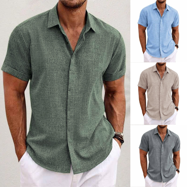 Men's Cotton-Linen Short-Sleeved Shirt – Oscar