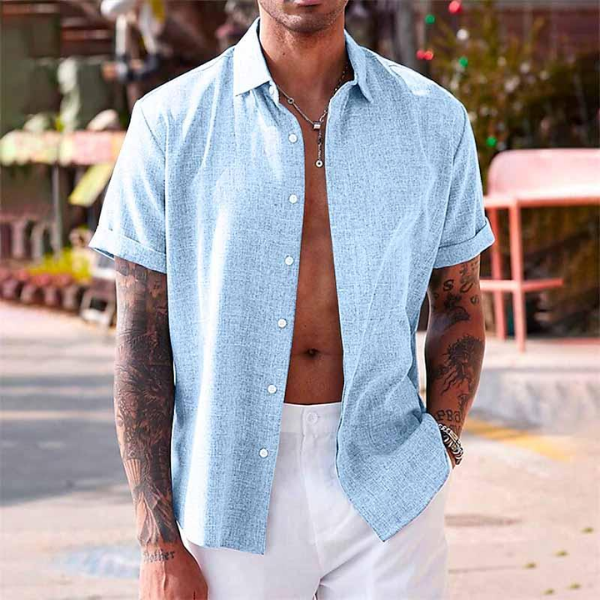 Men's Cotton-Linen Short-Sleeved Shirt – Oscar