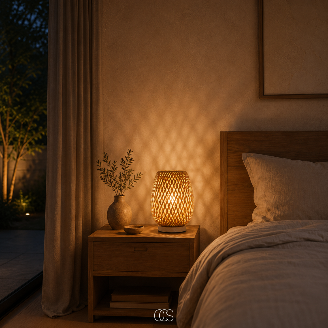 Cordless Bamboo Table Lamp - Scandinavian Dimmable LED with 3 Light Colors