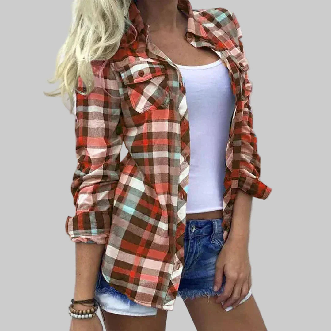 Women's Blouse with Timeless Plaid Design