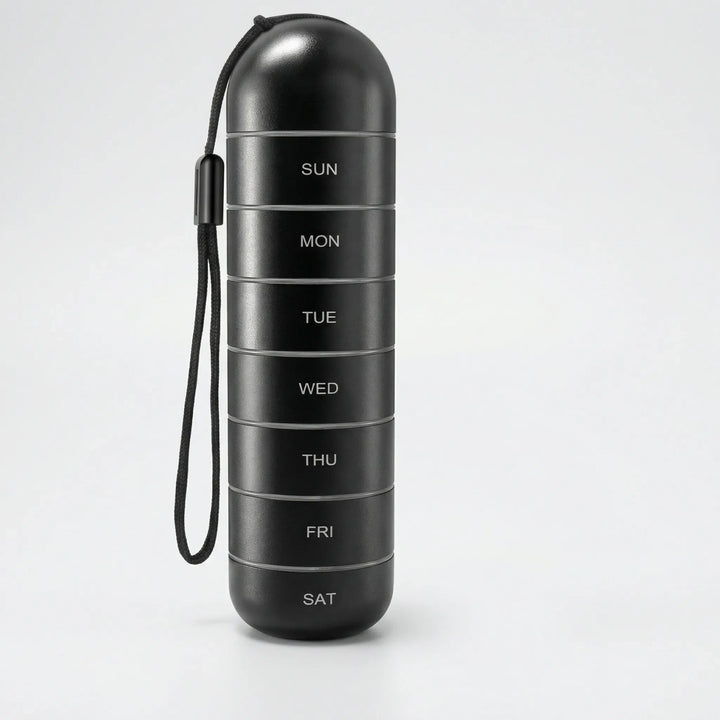 Pillova - 7-Compartment Cylindrical Weekly Pill Organizer