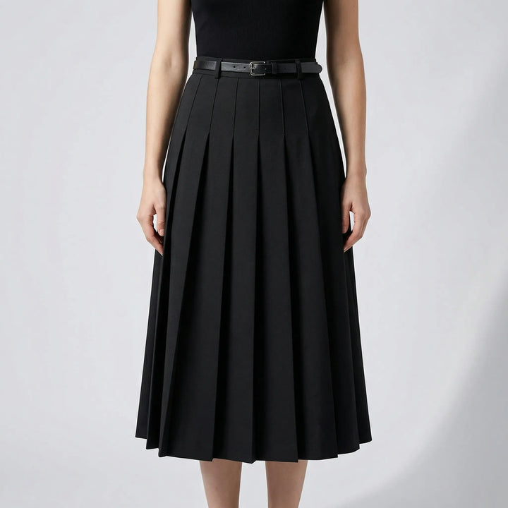 Pleavora - Pleated Mid-Length Casual Skirt