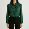 Long-Sleeve Bow-Tie Neckline Blouse