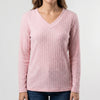 V-Neck Ribbed Long Sleeve Top for Women