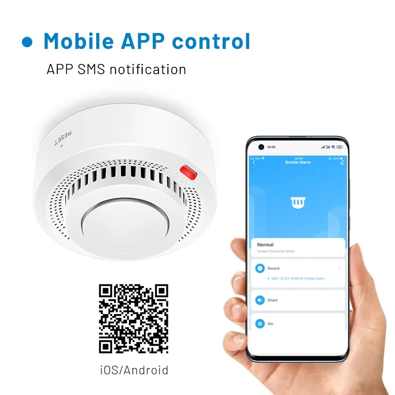 Smart WiFi Smoke Detector Fire Alarm 85 dB – SafeSense