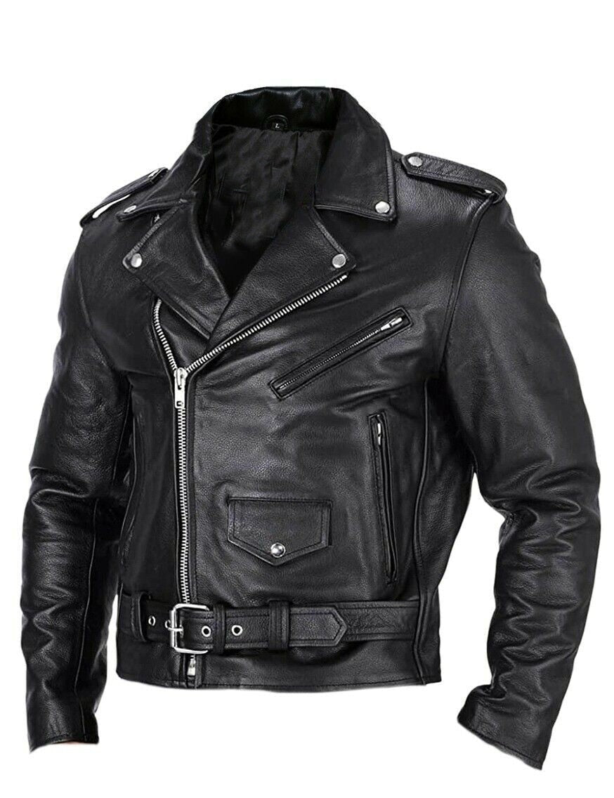 Slim Fit Leather Men's Motorcycle Jacket with Stand Collar – Ryder
