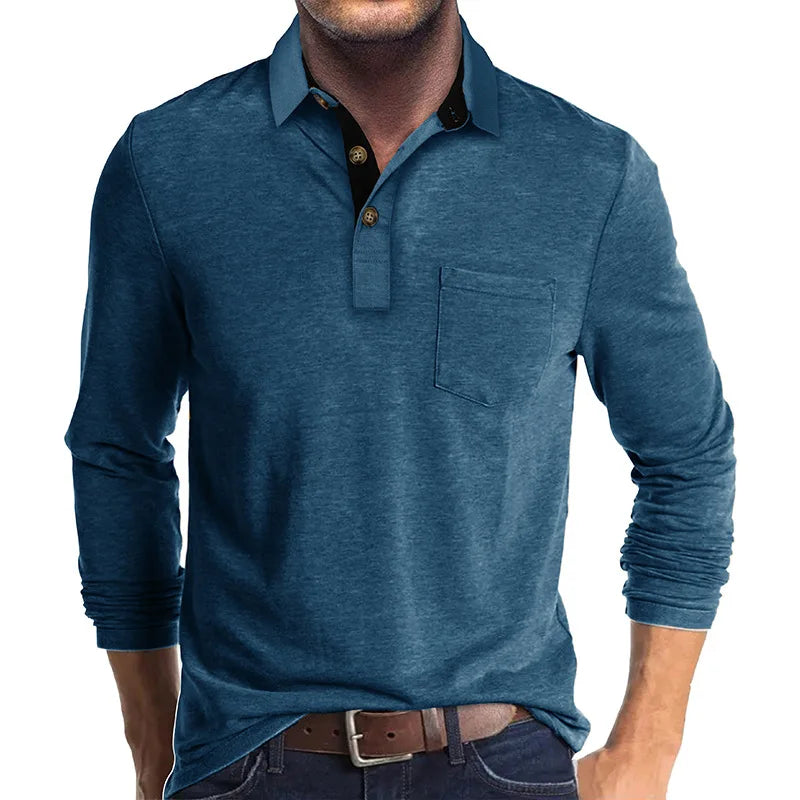 Men's Long-Sleeve Polo, Breathable & Versatile – Matteo
