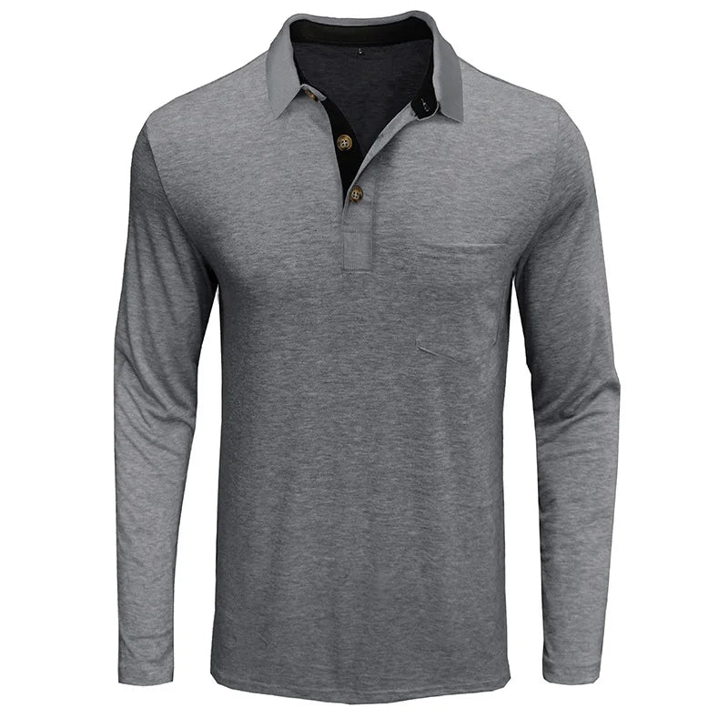 Men's Long-Sleeve Polo, Breathable & Versatile – Matteo