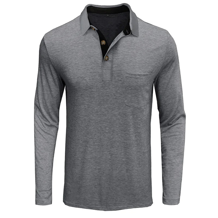 Men's Long-Sleeve Polo, Breathable & Versatile – Matteo