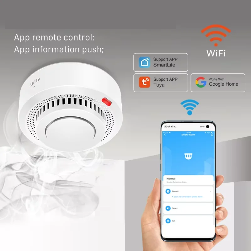 Smart WiFi Smoke Detector Fire Alarm 85 dB – SafeSense