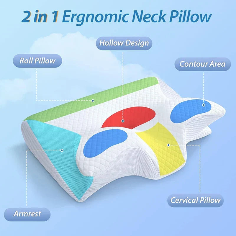2-in-1 Viscoelastic Neck Support Pillow with Ergonomic Contour Design – RestAlign