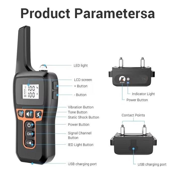 Rechargeable Electric Dog Training Collar with Remote and 1000 m Range – PetControl