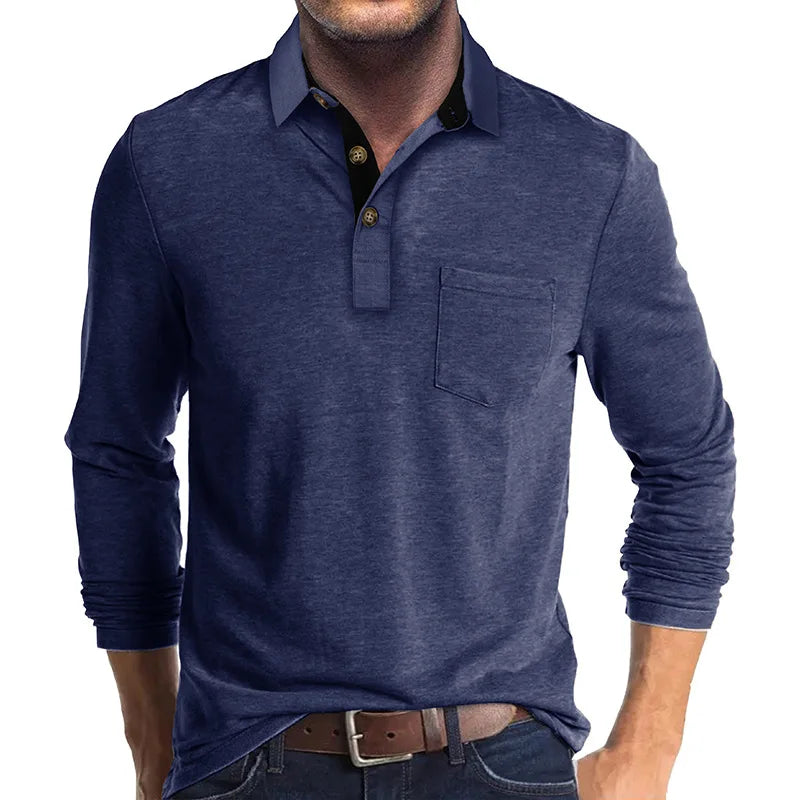 Men's Long-Sleeve Polo, Breathable & Versatile – Matteo
