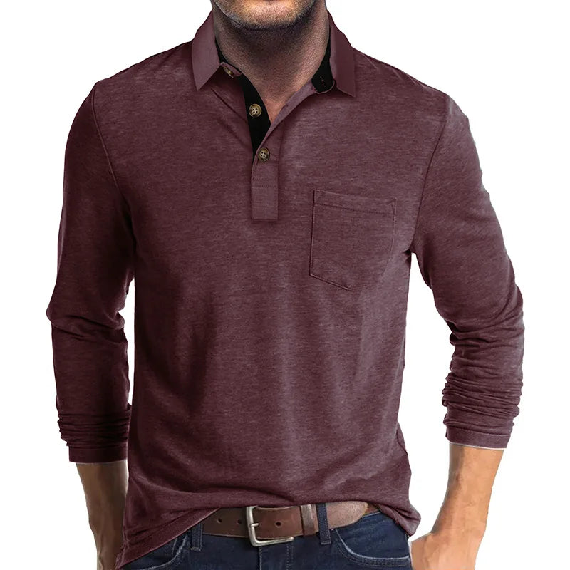 Men's Long-Sleeve Polo, Breathable & Versatile – Matteo