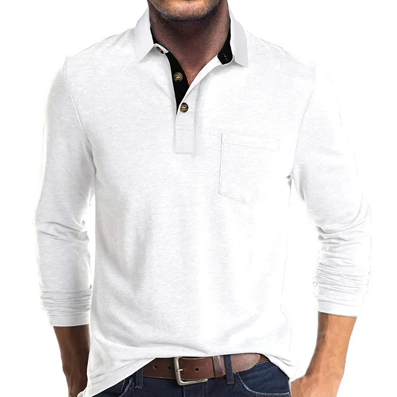 Men's Long-Sleeve Polo, Breathable & Versatile – Matteo