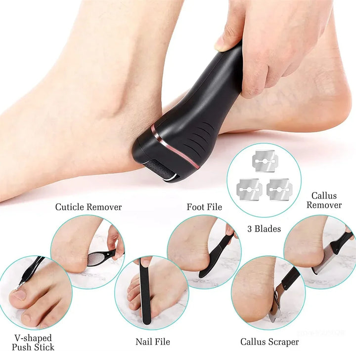 Pediluxe Pro Electric Callus Remover | With 3 Abrasive Heads, LED & LCD | Rechargeable & Waterproof IPX7 | For Smooth, Well-Groomed Feet