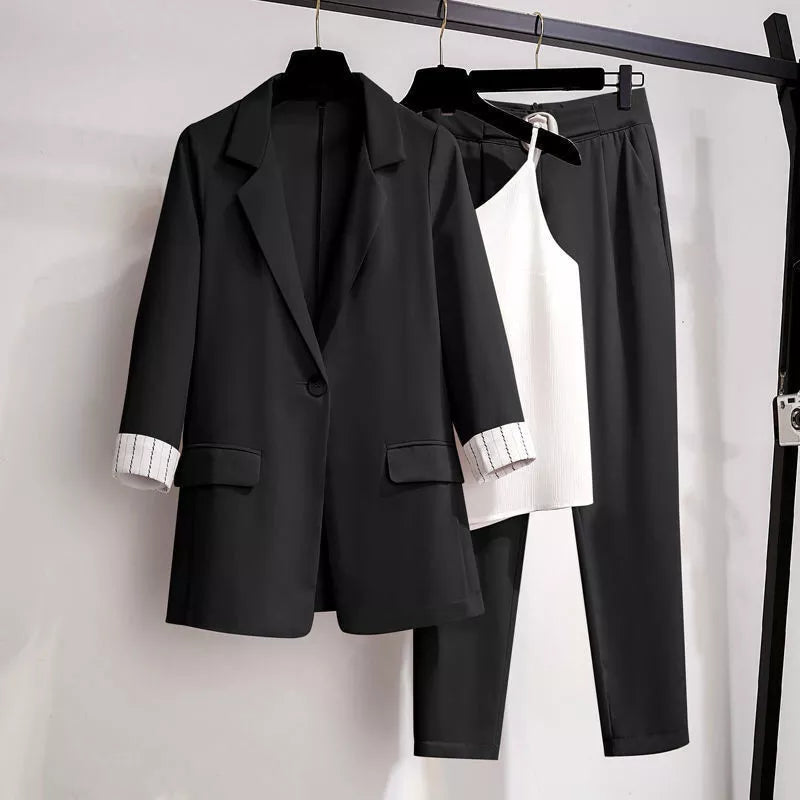Women's Blazer Suit Three-Piece with Lapels and Pants