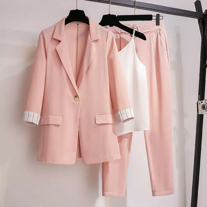 Women's Blazer Suit Three-Piece with Lapels and Pants