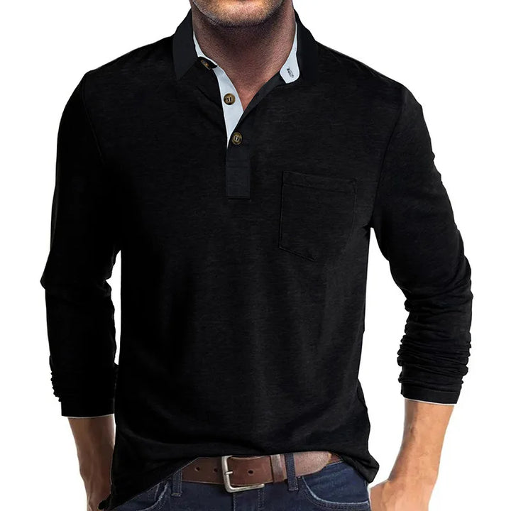 Men's Long-Sleeve Polo, Breathable & Versatile – Matteo