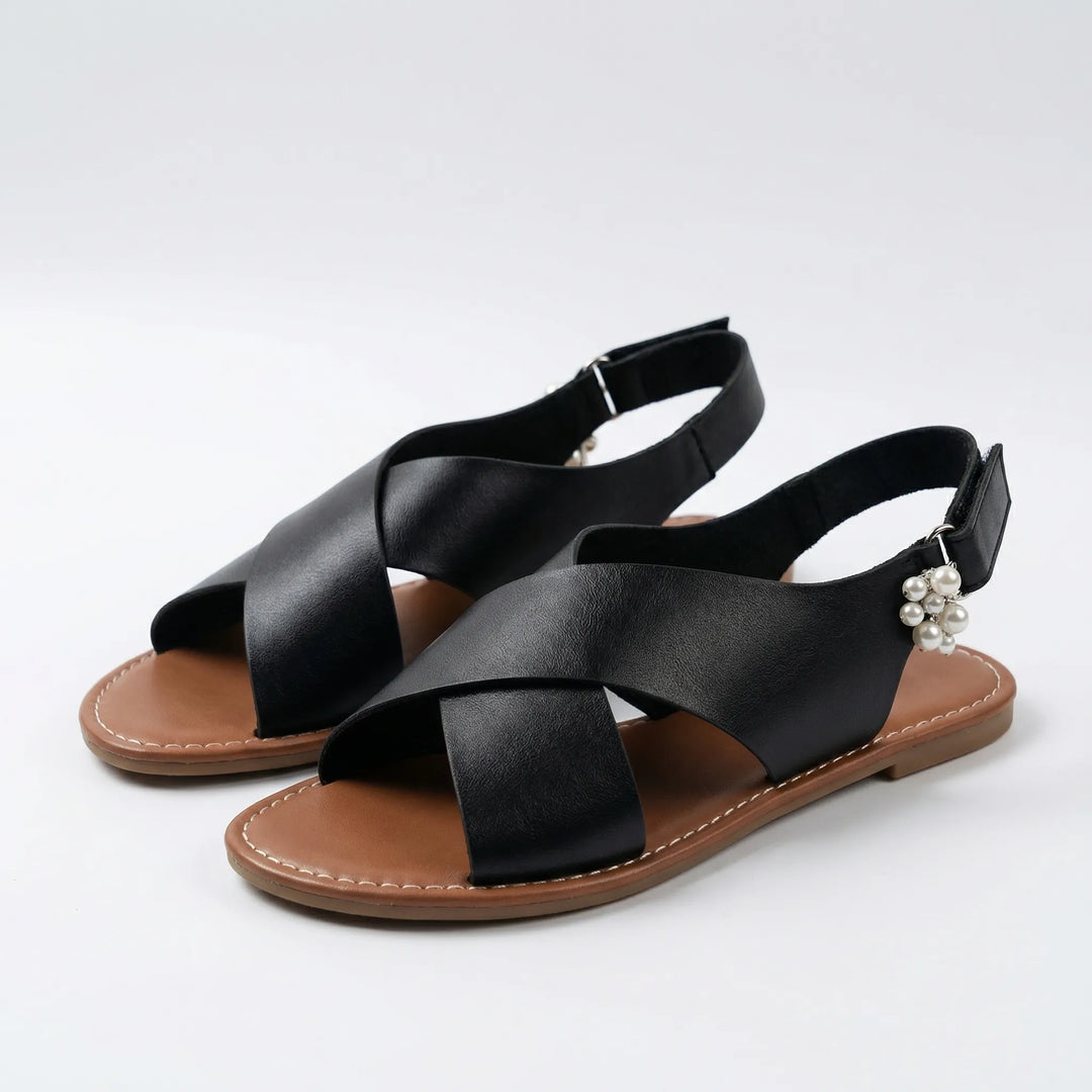 Sandrava - Flat Open-Toe Crossover Strap Sandal