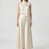 Sleeveless Bow-Neck Top And Midi Skirt Set