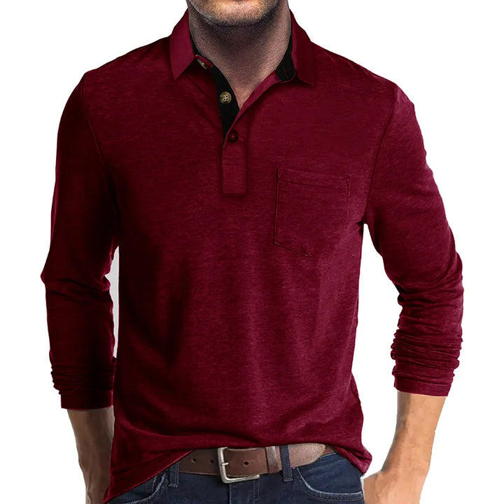 Men's Long-Sleeve Polo, Breathable & Versatile – Matteo