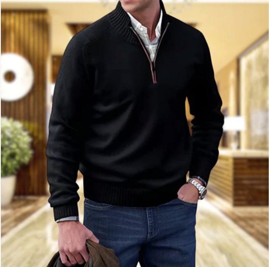 Luxurious Men's Cashmere Zip Sweater - Lucas