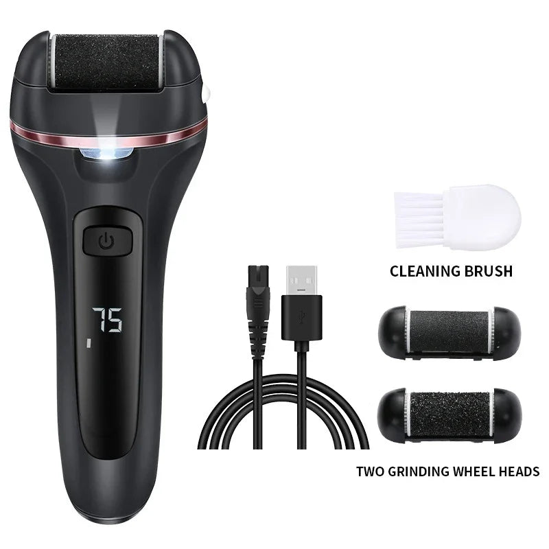 Pediluxe Pro Electric Callus Remover | With 3 Abrasive Heads, LED & LCD | Rechargeable & Waterproof IPX7 | For Smooth, Well-Groomed Feet