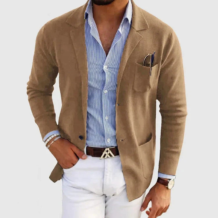Stylish Men's Blazer with Casual Button Pockets and Lapel Collar - Lorenzo