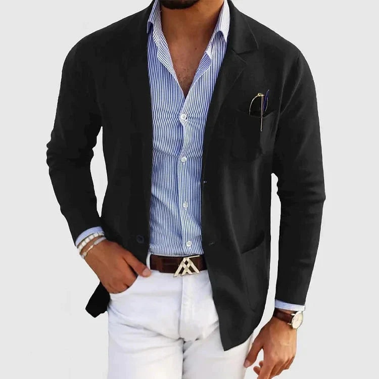 Stylish Men's Blazer with Casual Button Pockets and Lapel Collar - Lorenzo