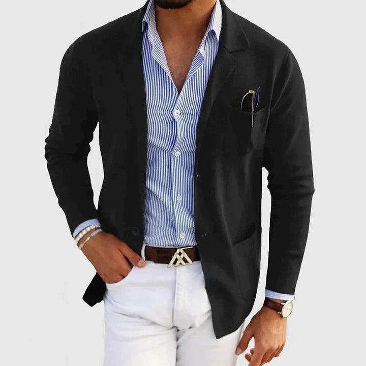 Stylish Men's Blazer with Casual Button Pockets and Lapel Collar - Lorenzo