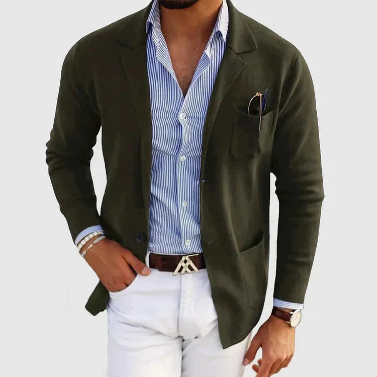Stylish Men's Blazer with Casual Button Pockets and Lapel Collar - Lorenzo