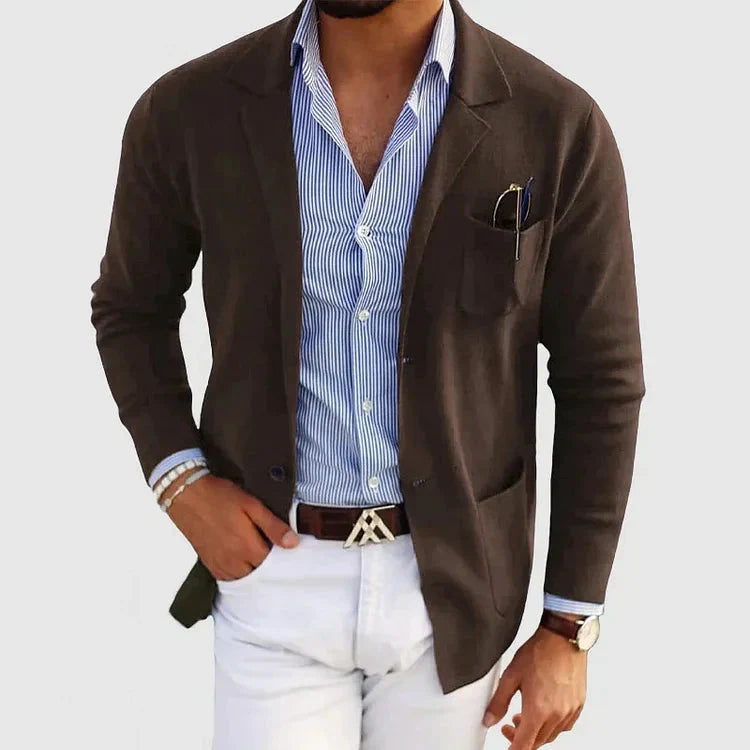 Stylish Men's Blazer with Casual Button Pockets and Lapel Collar - Lorenzo