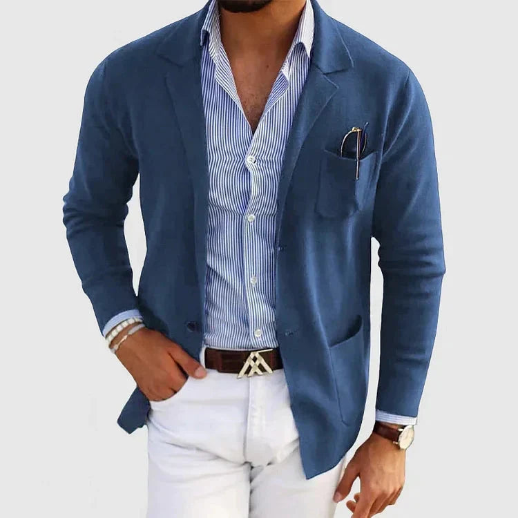 Stylish Men's Blazer with Casual Button Pockets and Lapel Collar - Lorenzo